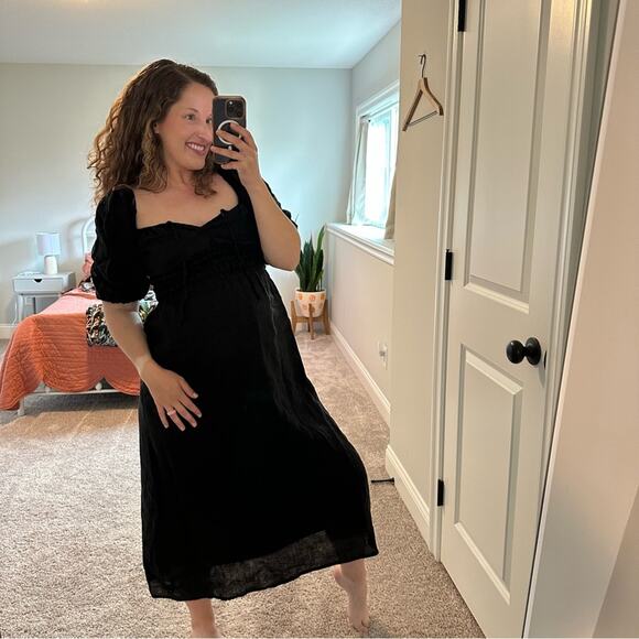 Tuckernuck Faithfull The Brand Black Linen Black Puff Sleeve Maxi Dress 4 - Picture 4 of 14